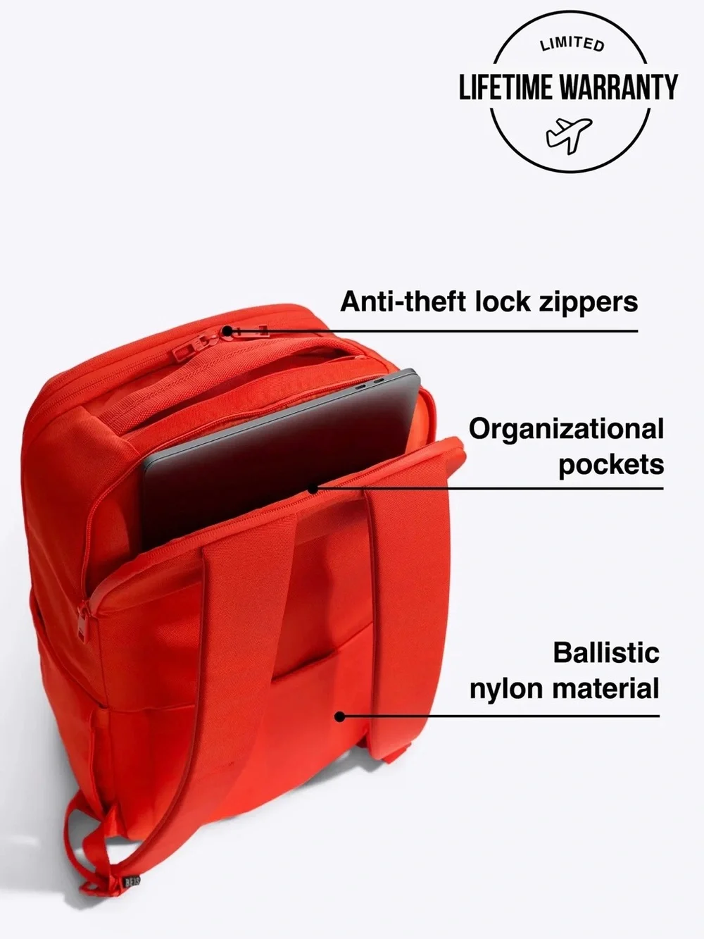 BEIS The Pro Travel Backpack  in Flame